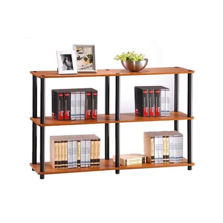 Highkey Turn-N-Tube 3-Tier Double Size Storage Display Rack, Light Cherry & Black - 29.5 x 47.2 x 11.6 in. LR379018